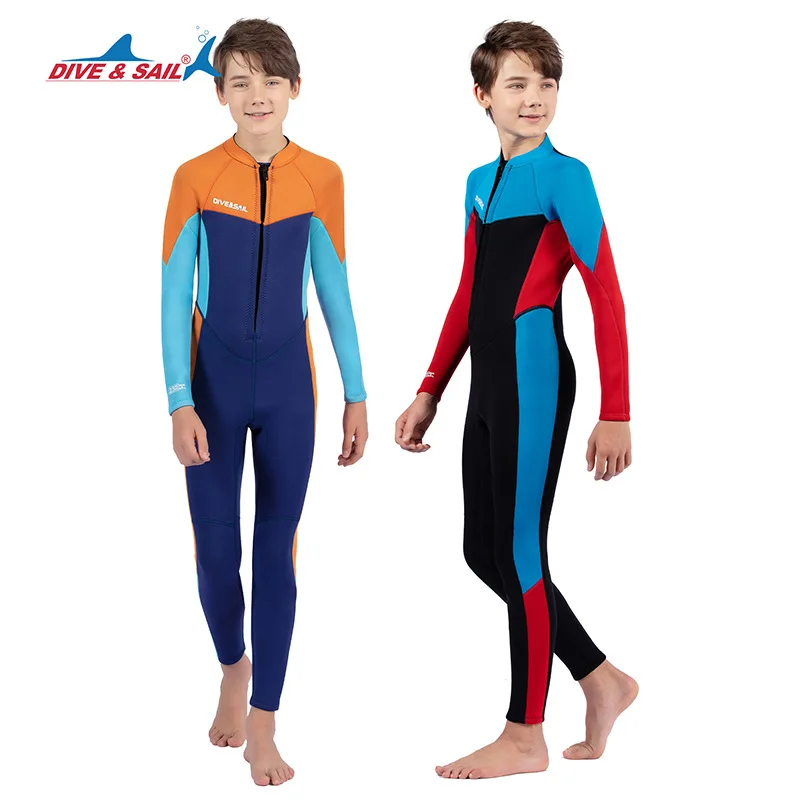 Children's diving suit2.5MMLong Sleeve One-Piece Warm Snorkeling Clothing Teenagers Surfing Winter Swimsuit