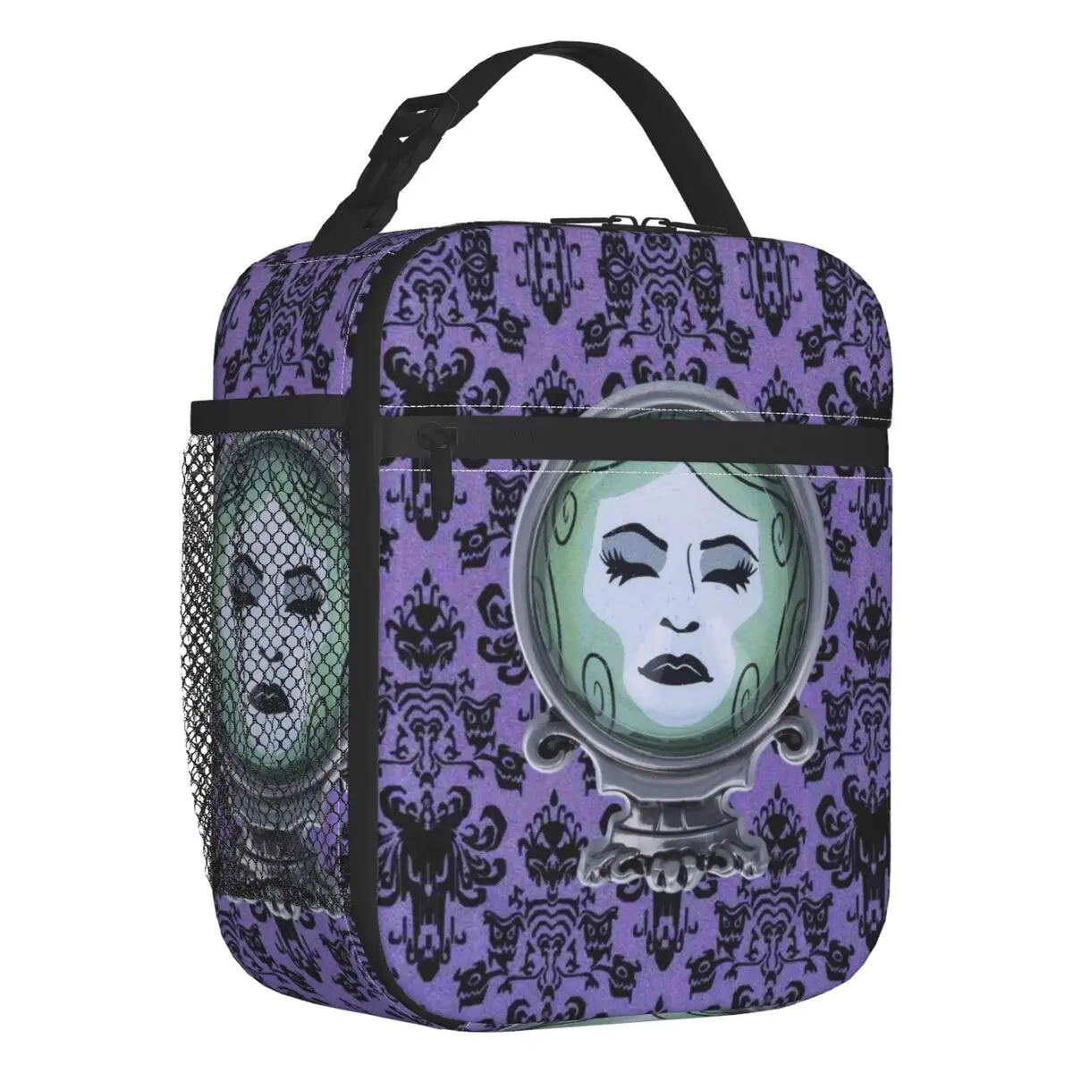 

Custom Haunted Mansion Purple With Madame Lunch Bag Men Women Warm Cooler Insulated Lunch Boxes for Adult Office