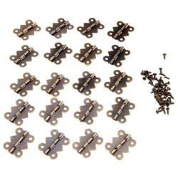 20pcs Hinges with Screws Butterfly Style Iron Hinge 4-holes Antique Bronze Vintage Decor Wooden Jewelry Box Wine Case 25*20mm
