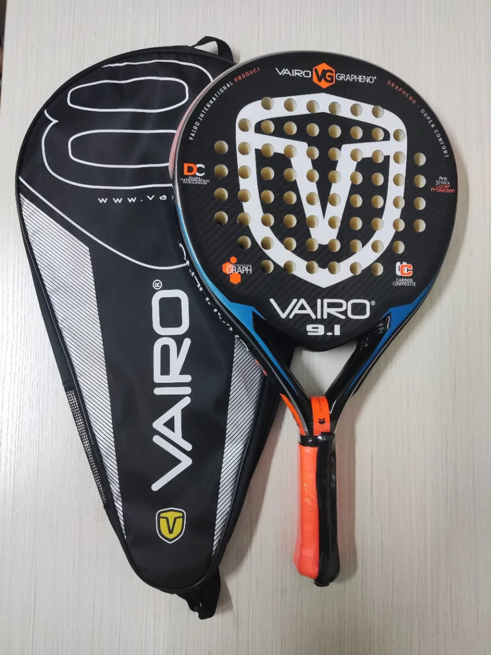 Vairo Padel Racket 3 Layer Carbon Fiber Board Paddle EVA Face Tennis Beach Tennis Padel 9.1 360g