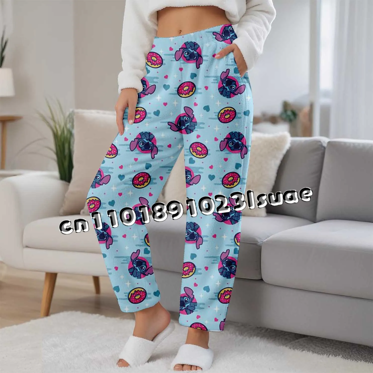 

Y2K Stitch Sleepwear Anime Pajama Pants Flannel Casual Pants Cartoon Comfortable Home Clothes Pants Couple Gifts Thermal Pants