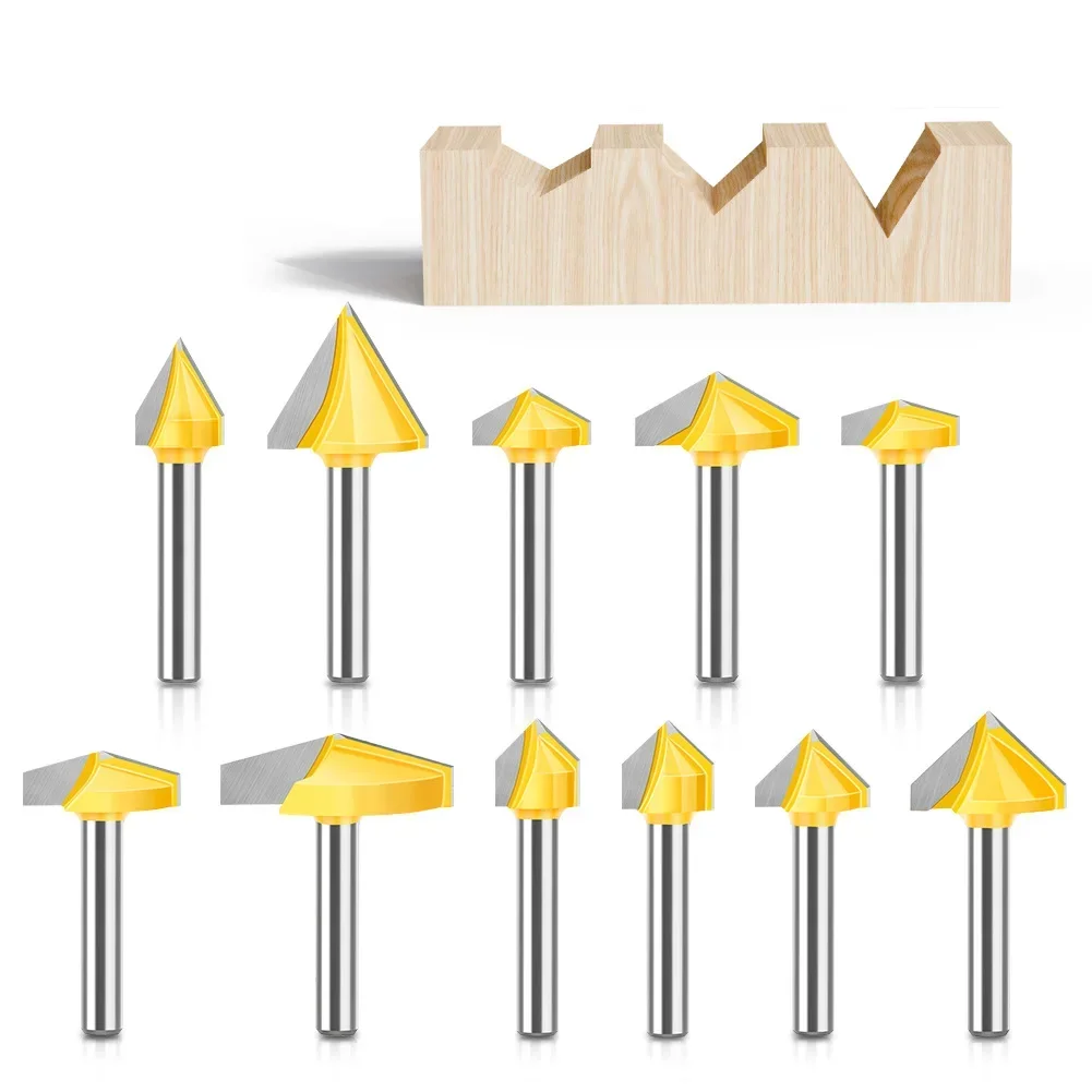 1PC 6mm Shank 90 Degree V-shaped 3D Router Bit Computer Carving Router Bit Woodworking Router Bit V-shaped Milling Cutter