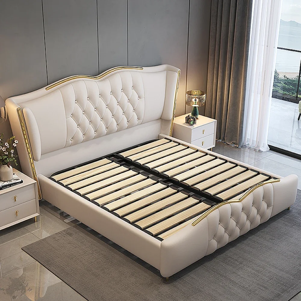 Stylish Upholstered Minimalist Bed Frame Modern Headboard Queen King Size Comfortable Bedroom Perfect Sleep Cama Casal Furniture