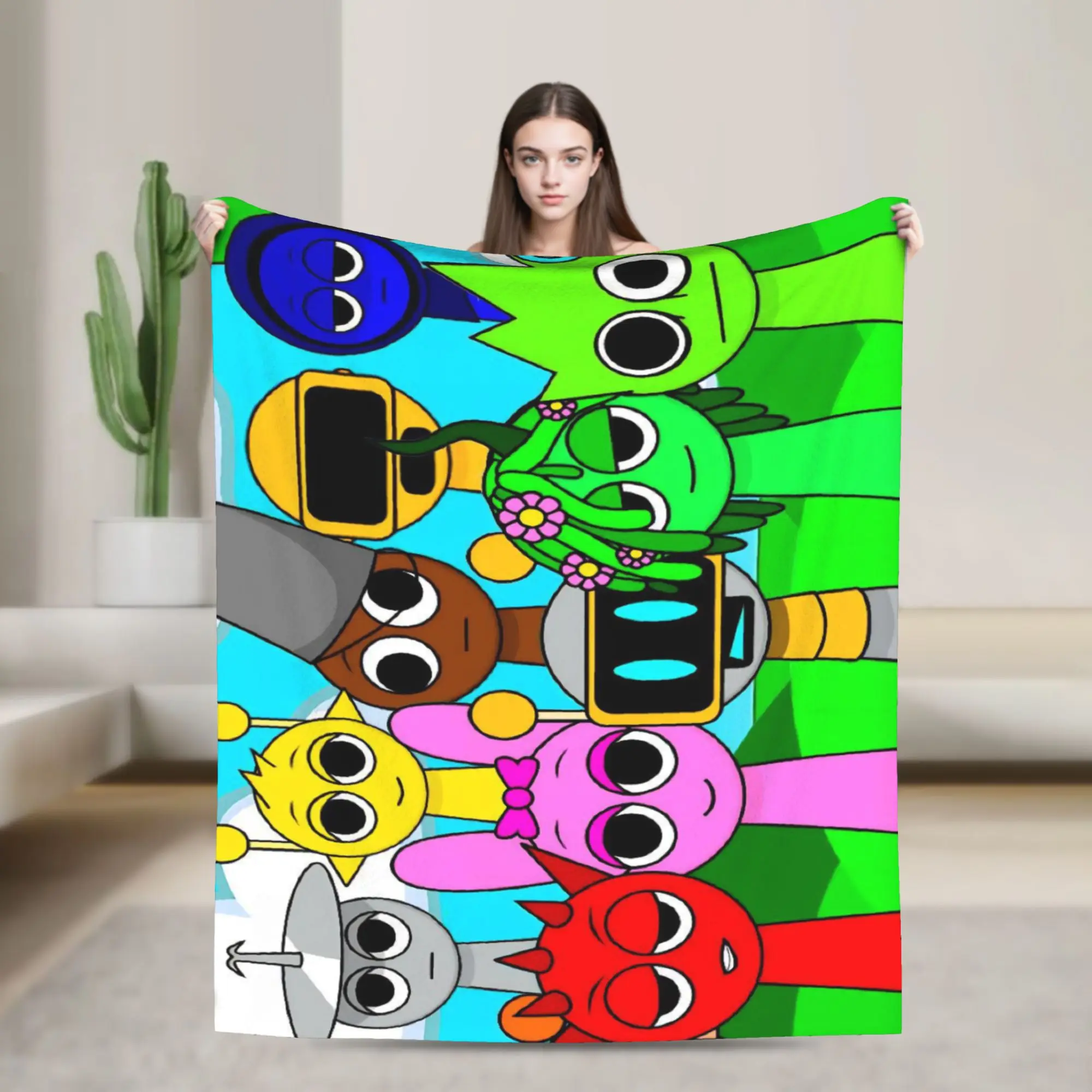 Sprunk Game Blanket Flannel Summer Air Conditioning Cartoon Song Multi-function Ultra-Soft Throw Blanket for Bedding Quilt