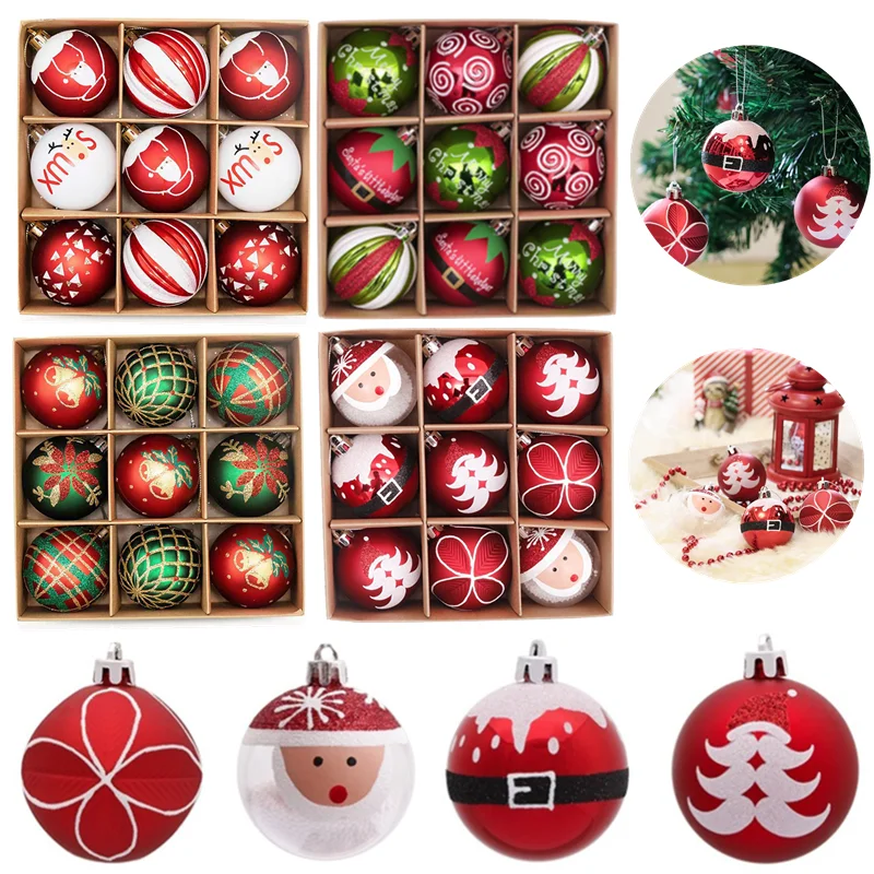 9Pcs/box 6cm Christmas Ball Ornaments Xmas Tree Hanging Pendant Christmas Decorations for Home 2023 Navidad Natal New Year Gift