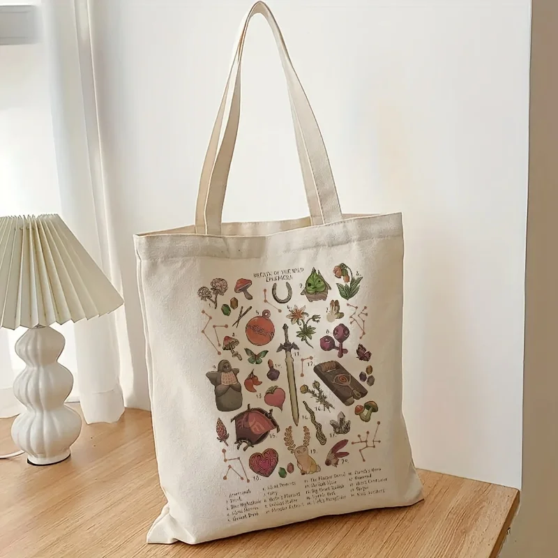 Canvas Shopping Bag, Portable Shoulder Bag, Trendy Large Capacity Tote Bag For Daily Life