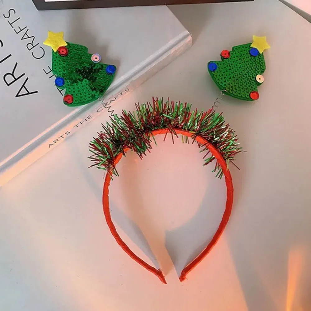 Gift Cute Christmas Hair Hoop Sweet Headwear Christmas Tree Headband Photograph Props Glitter Sequin Xmas Hairband Unisex