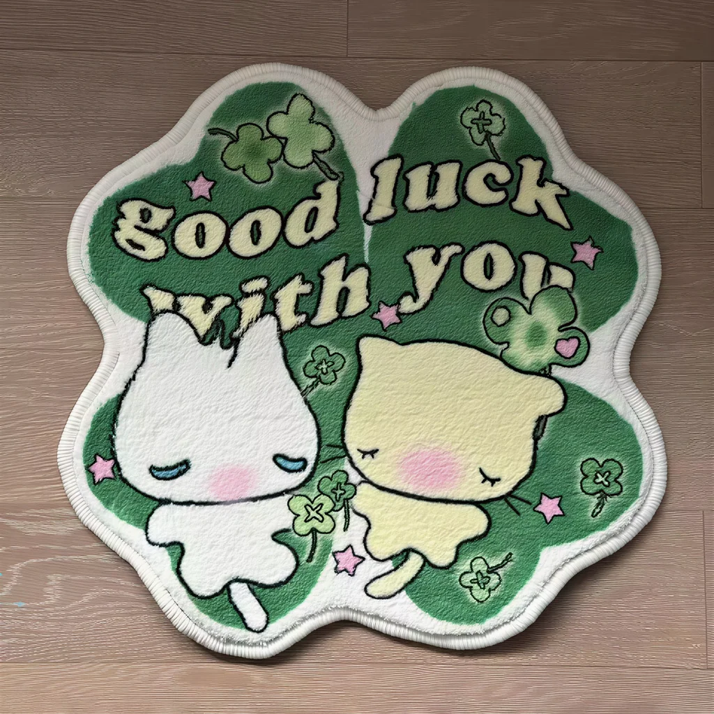 Sleepy house cat • Cream cute angel rabbit imitation cashmere carpet decoration living room room floor mat mirror front blanket
