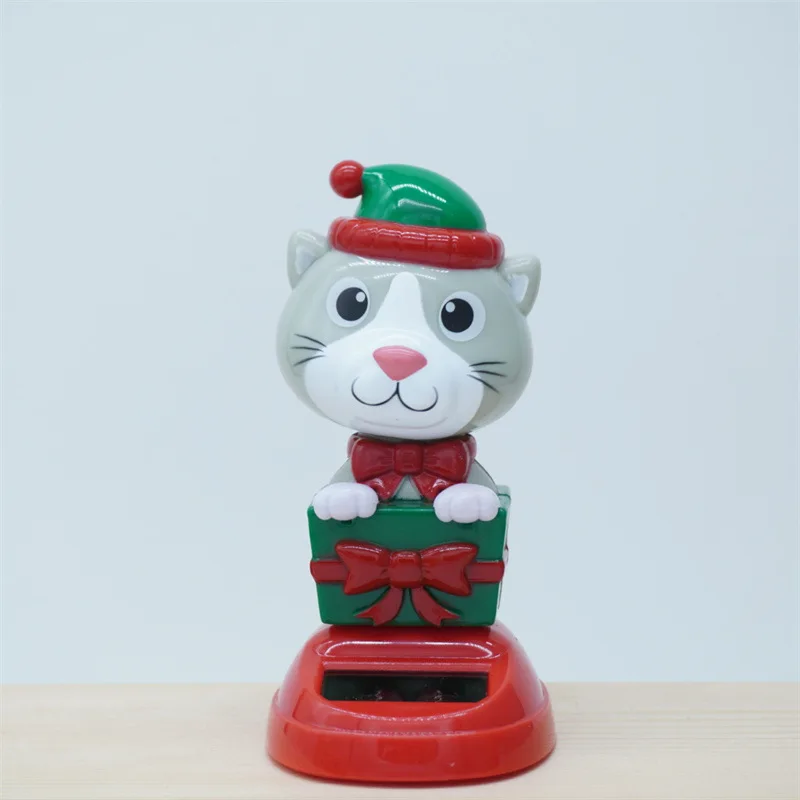 New Cartoon Cute Christmas Snowman Elk Elf Doll Solar Toys Funny Solar Shaking Head Dancing Car Ornament Christmas Birthday Gift