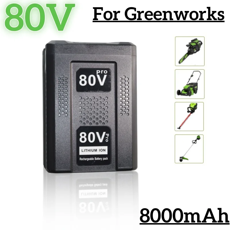 

8.0Ah 80V Max Replacement Battery For GreenWorks GBA80150 GBA80200 GBA80250 GBA80300 GBA80400 GBA80500 Lithium Tools Batteries