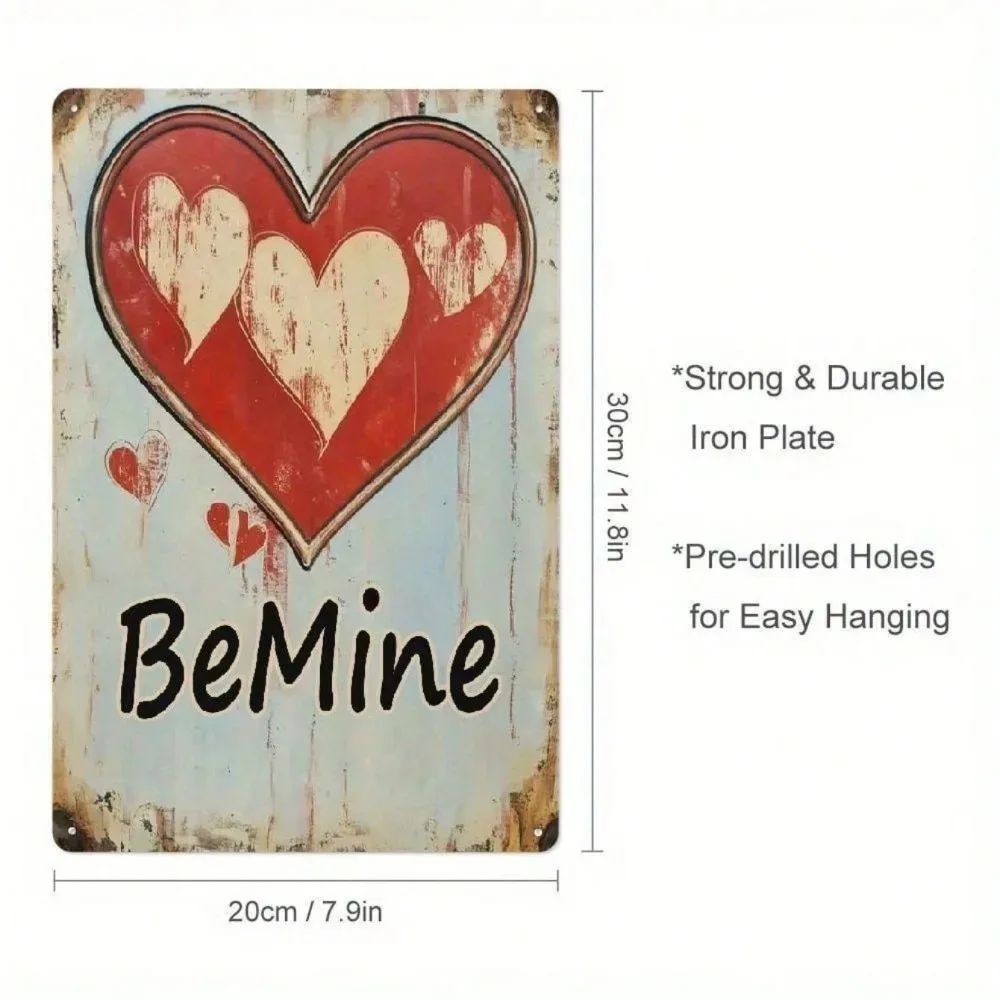 CIFBUY 1PC 8x12in Red Heart Metal Sign Be Mine Valentine's Day Iron Wall Decor Romantic Holiday Gift Home Vintage Farmhouse
