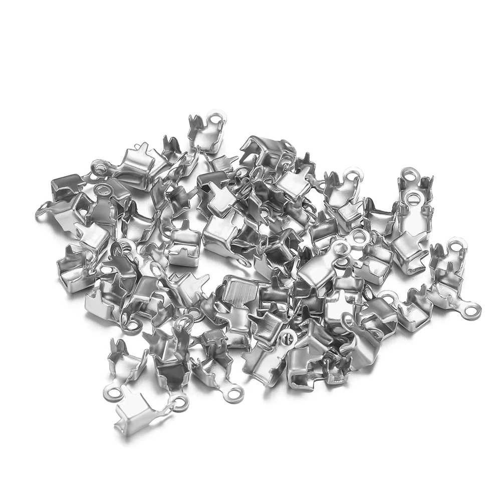 50/100pcs Stainless Steel Square Claw Clasps Clip Cubic Zircon Chains Connectors for DIY Jewelry Bracelet Necklace Components