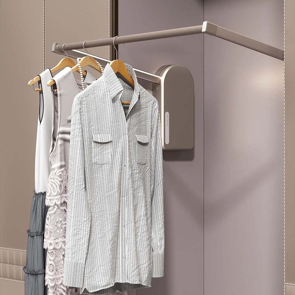 Electric Motorized Wardrobe Lift Pull Closet Rod Touch Control Adjustable Height Heavy Duty Space Saving Hanging Rail