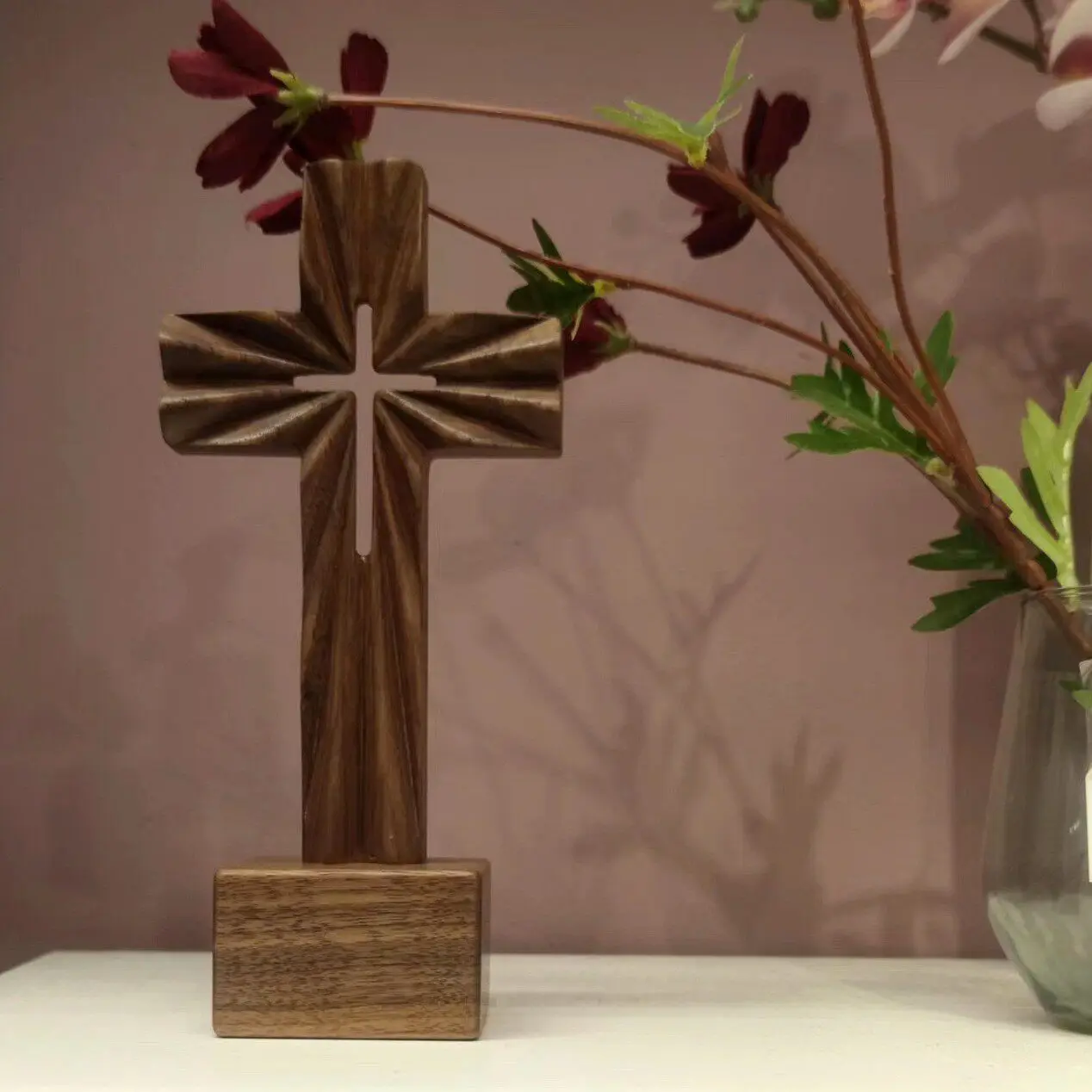 Black walnut cross ornament table