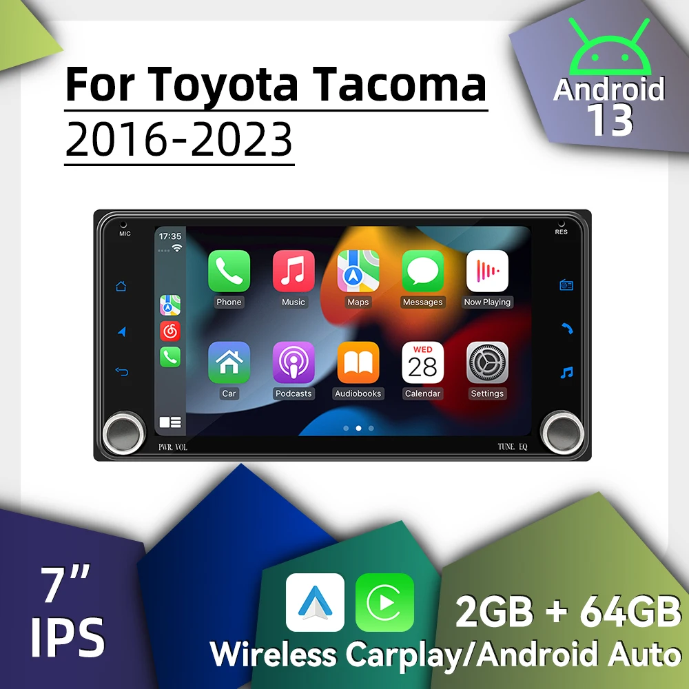 2Din Android Radio Car Multimedia for Toyota Tacoma 2016-2023 Head Unit GPS BT WIFI Stereo 7