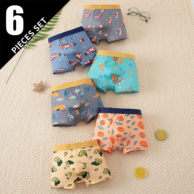 6-Piece Set Of Children's Flat Leg Pants With Fruit Print Fashionable Casual And Comfortable Four Leg Pants Family Shorts