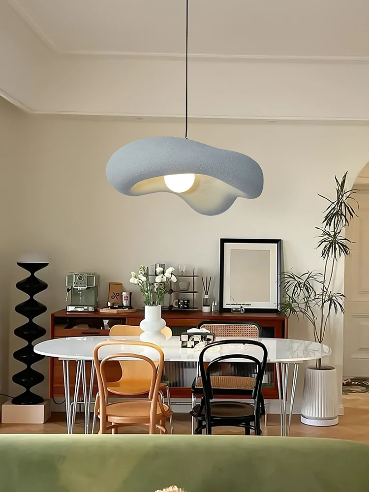 Lámpara LED minimalista de estilo nórdico, candelabro de color crema wabi-sabi para restaurante, dormitorio, Bar, mesa, lámpara colgante para