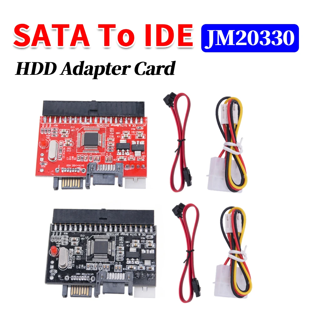 Tarjeta adaptadora SATA a IDE SSD, convertidor de disco duro IDE a SATA, Serial a paralelo, con cable de datos SATA de 7 pines y cable de alimentación IDE