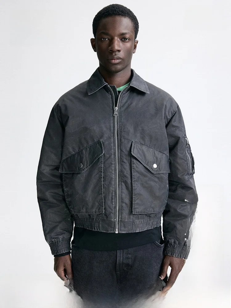 

Men's Cotton Jacket H&M Retro Sports Warm Pilot Jacket Filling Cotton Casual Loose Fit Regular Length Daily Wear 2026 Spring