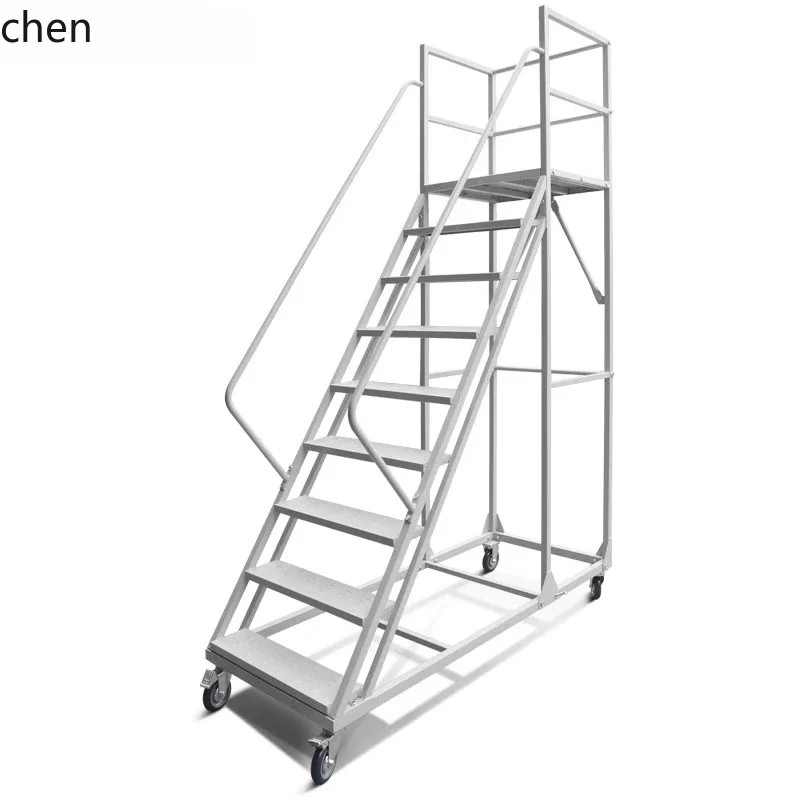 

warehouse climbing car mobile platform ladder with wheel rack climbing ladder