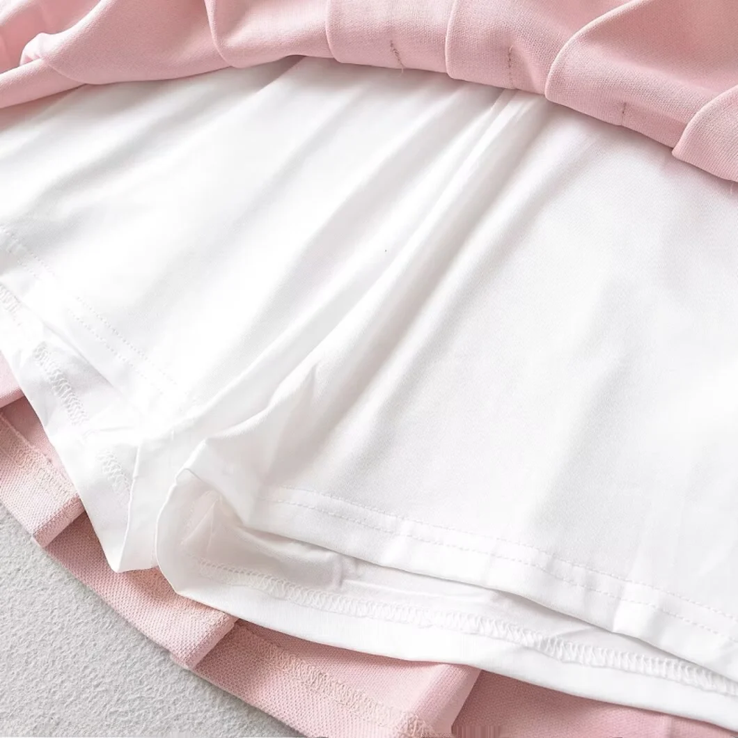 Summer Spor Polka Dot f Skirt Women's Svel  Collar Base Tank Top Two Piece Set Casual Slim Fit ort Skirt