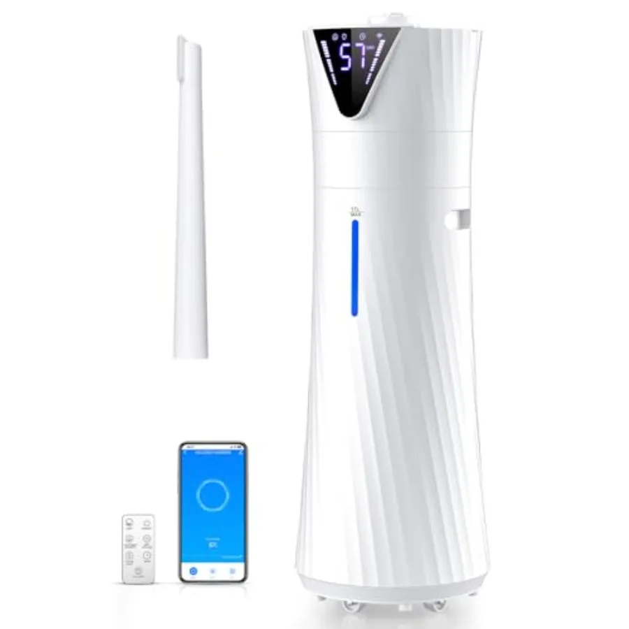 

Ультразвуковой увлажнитель воздуха Smart Quiet Cool Mist для больших помещений, 17 л/4,5 галлонов, для спальни, офиса, растений, белый, охват 2000 футов, 56 часов работы, 2 режима