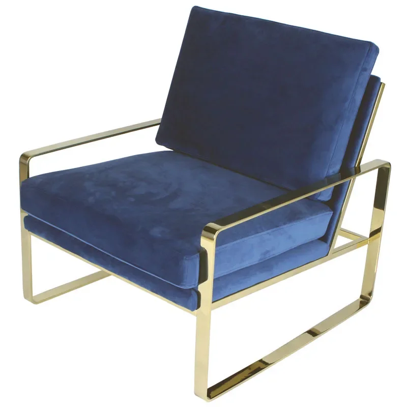 

Simple single sofa light luxury stainless steel armrest leisure chair living room bedroom velvet negotiation sofa chair
