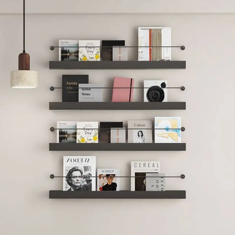 

Magazine Rack Living Room Organization Storage Shelf Display Brochure Stand Floating Wall Shelves Facility for Newspapers Book