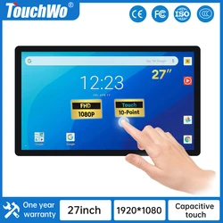 TouchWo 27 Inch Capacitive Touch Screen Monitors Industrial Android Wall Mounted All In One Pc Lcd Advertising Display
