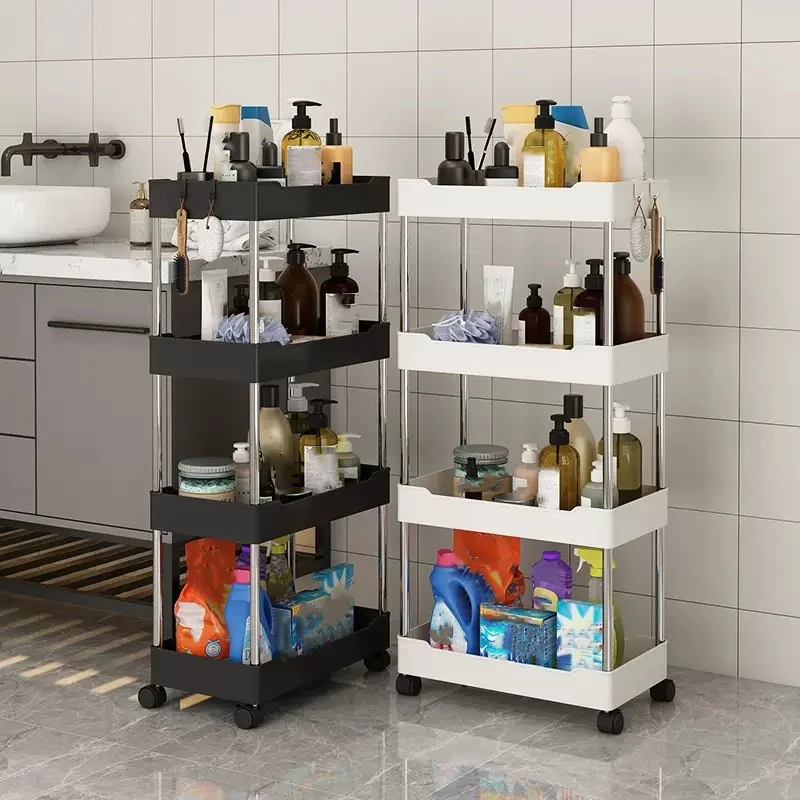 

1pc 4 Tier Bathroom Organizer Cart with Wheels Mobile Storage Shelf for Home
