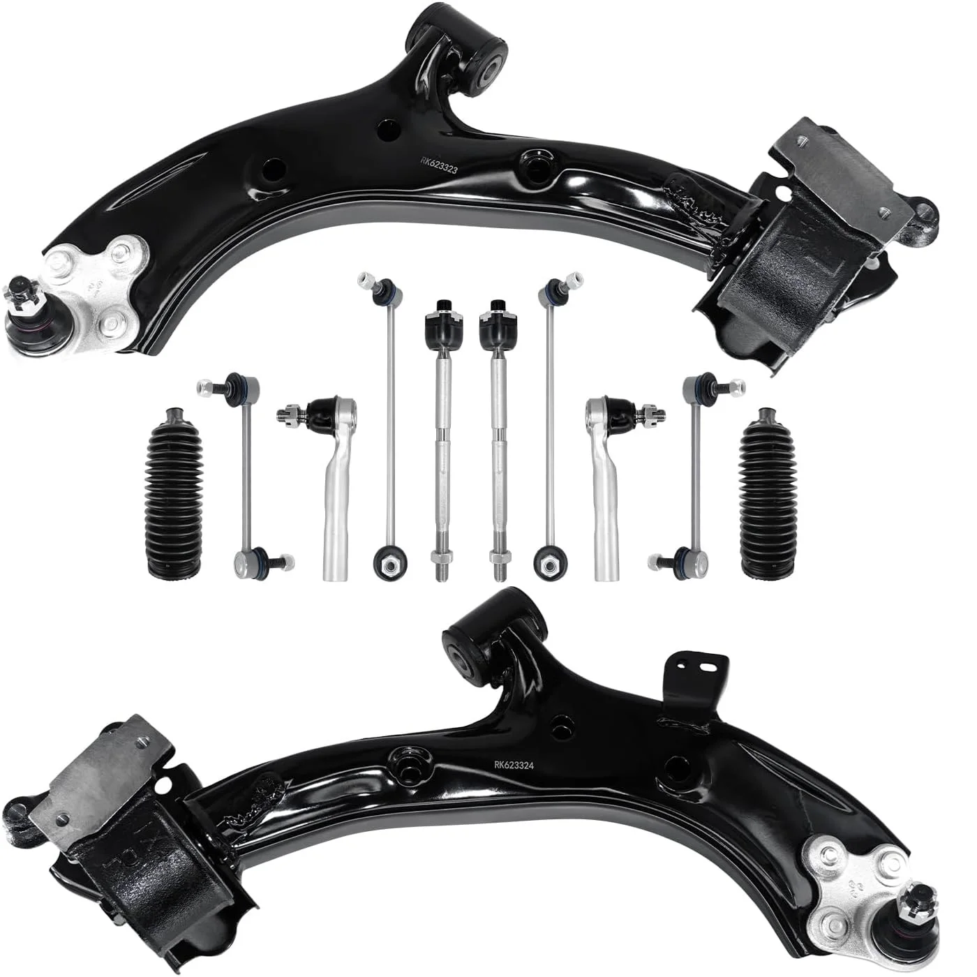 Front Lower Left Right Control Arm w/Ball Joints Outer Inner Tie Rod Boot Sway Bar Link For Acura RDX 2007 2008-2012