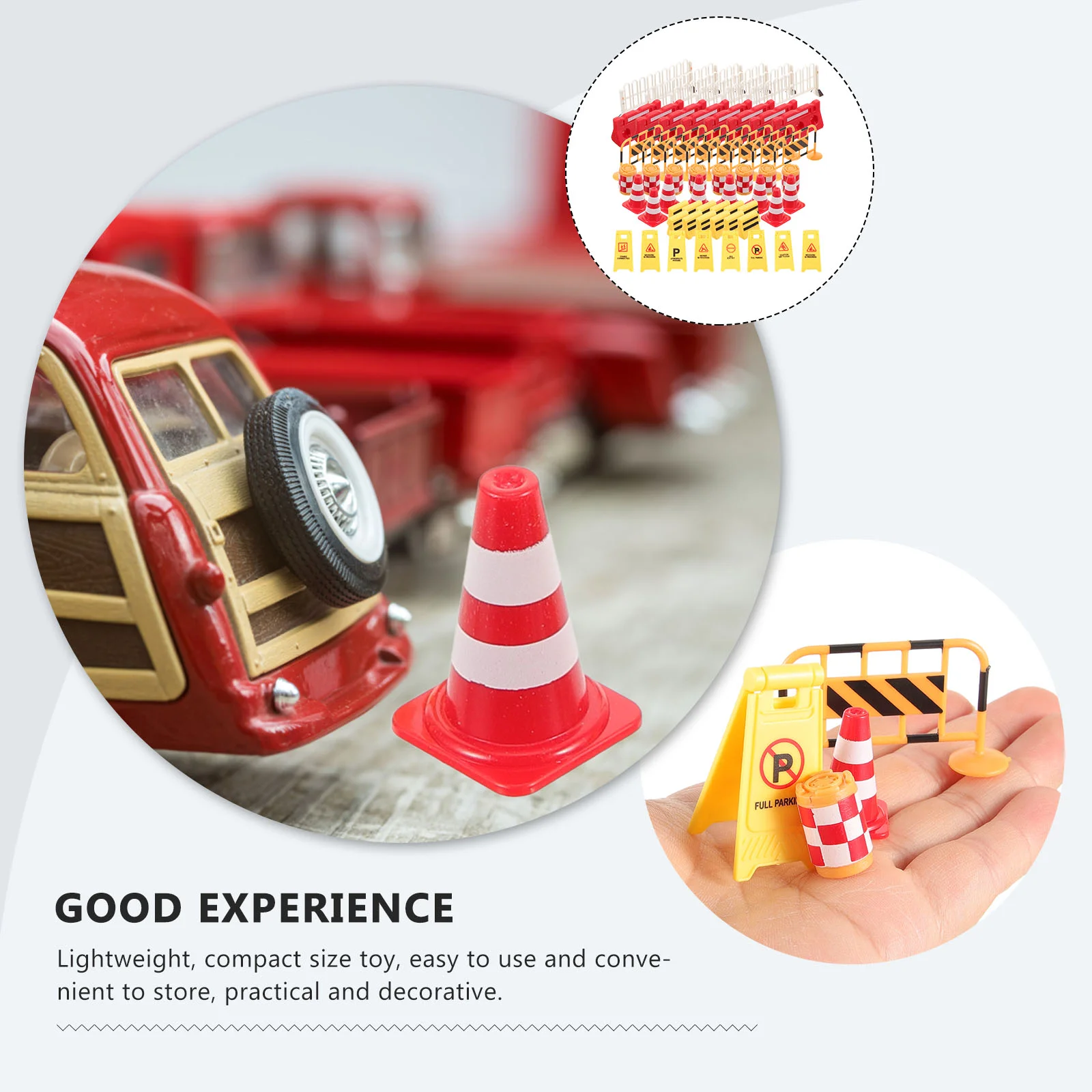 Englischer Titel: Play Traffic Signs Construction Street Sign Spielset Mini Traffic Cone Zebrastreifen Signal Toy Barricade Sign