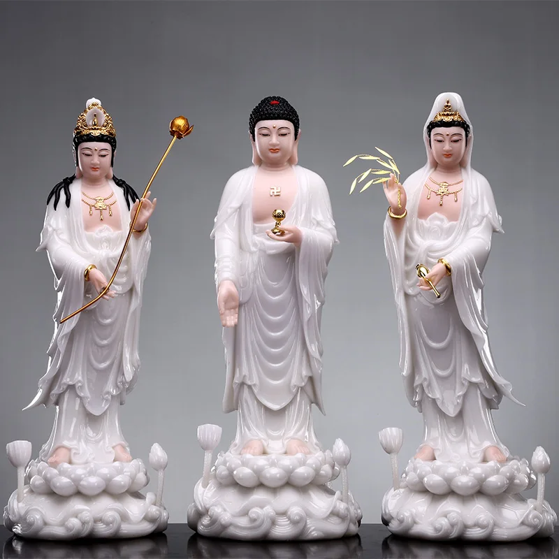 3PCS High grade XI FANG SAN SHENG Buddha statue Amitabha Guanyin Mahasthamaprapta HOME shrine Efficacious 48CM Large