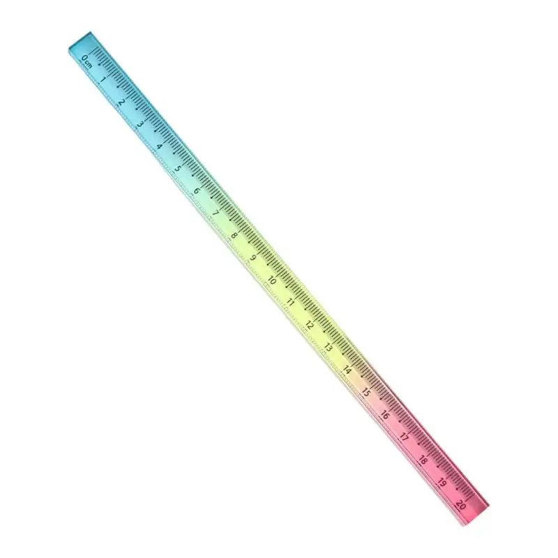 31BA Clear Gradient Color Acrylic Drawing Ruler Metric Scale Straight Ruler Measuring Tool for Study Notes Desk Tasks and