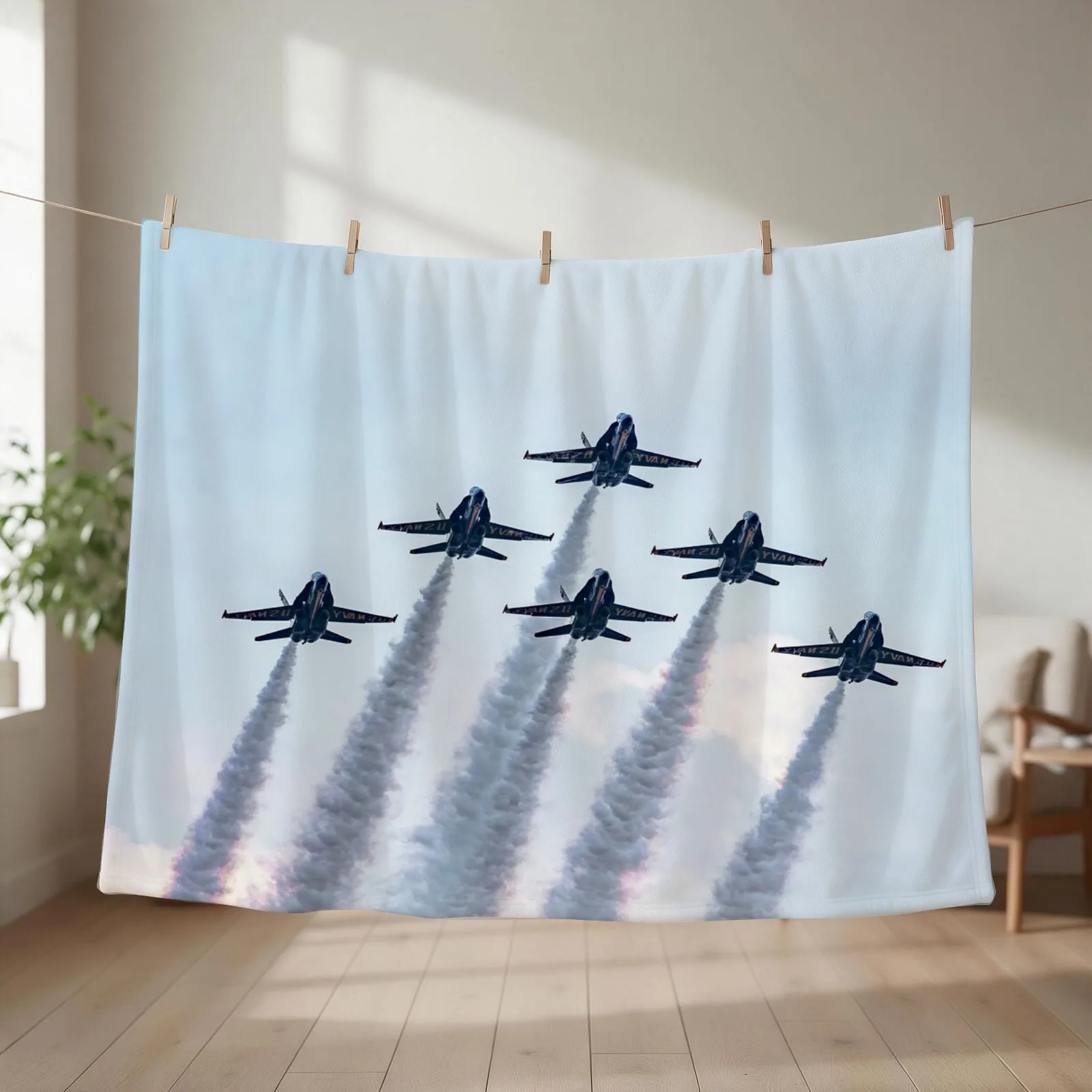 Blue Angels in Formation Throw Blanket Beautifuls Beach Furry Weighted Blankets