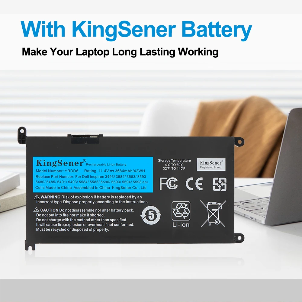 KingSener YRDD6 Battery for DELL Inspiron 5482 5480 5481 5485 5491 5591 5593 3583 3310 2-in-1 3493 3582 3593 3793 5584 5493