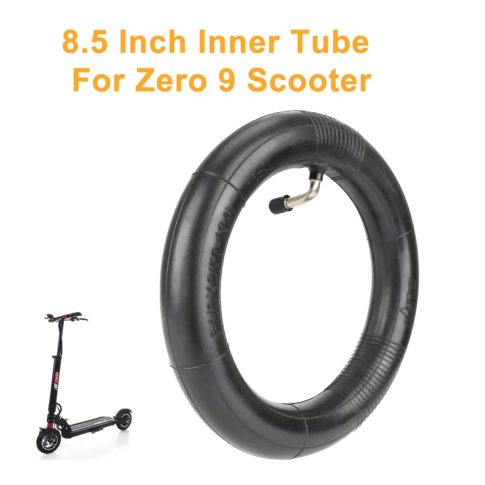 

Ulip Reinforced 8 1/2*2(50-134mm) Inner Tube with 90 Degree Outward for Zero 9 scooter 8.5 inch Durable Thickened Tyre Tube