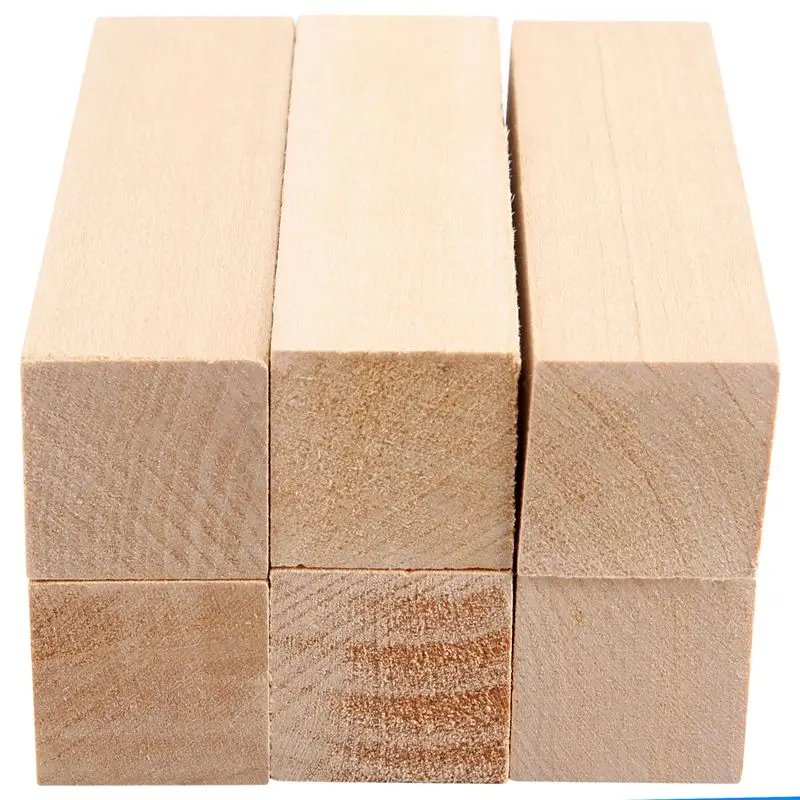 A68P-6Pcs Basswood Carving Blocks For Wood Beginners Carving Hobby Kit DIY Carving Wood
