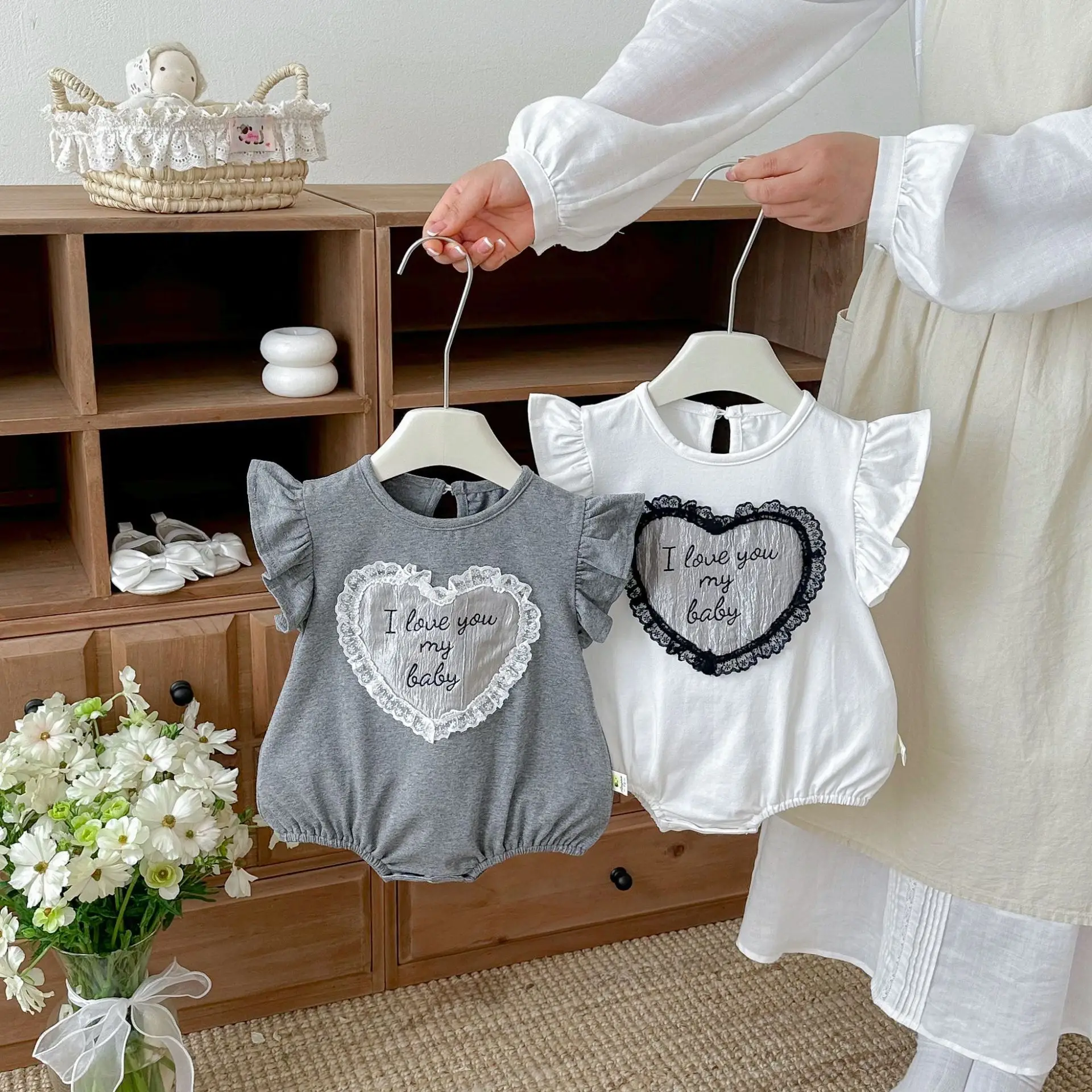 2026 Korean Style Baby Girl Jumpsuit Stylish Cotton Triangle Romper Breathable Outdoor Crawler Onesie