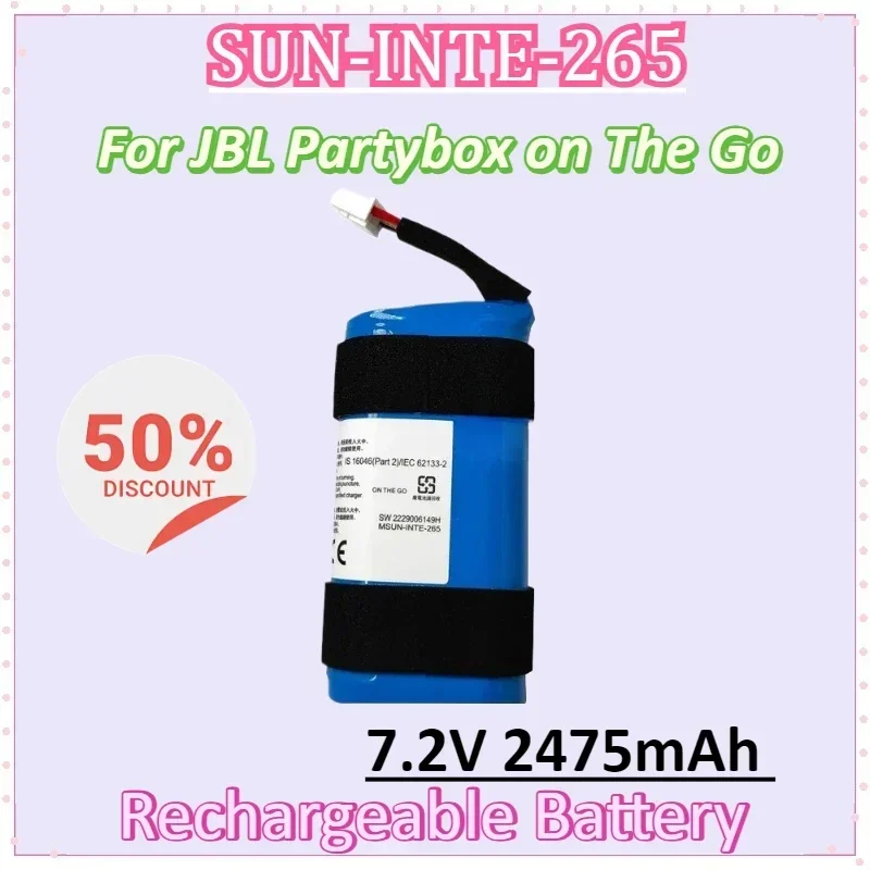 

Battery SUN-INTE-265 7.2V 2475mAh for JBL Partybox on The Go Rechargeable Digital Batteries