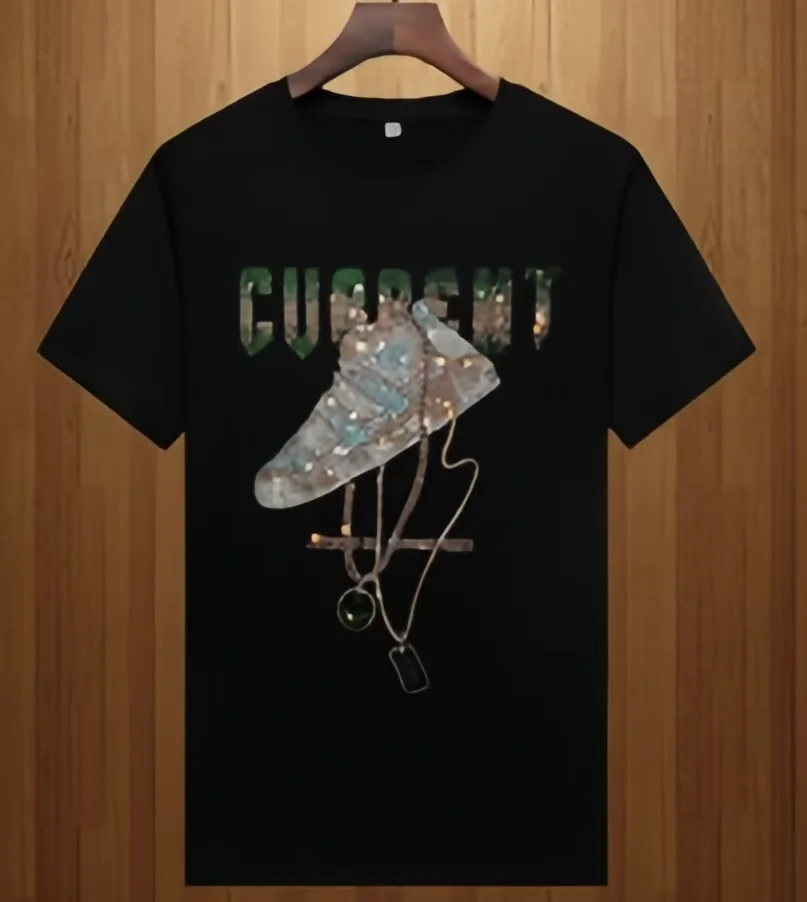 2026 Men's Shoes with Gemstone Stamps Trendy Brand Short-Sleeved T-Shirt Young Strong-Looking Guy Large Size Casual Fashion.oversized vintage washed tee,heavyweight 240g cotton t-shirt, drop shoulder tee, acid wash t shirt, distressed retro tee          .