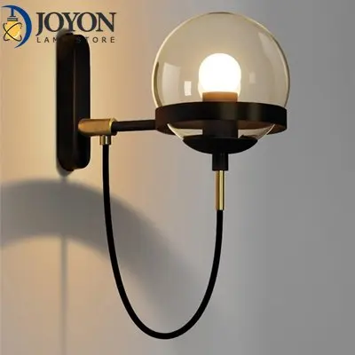 Modern Nordic Indoor Sconce Wall Light Retro Iron Wood Wall Lamp Fixture for Home Decor Dining Room Bedside Bedroom Lighting