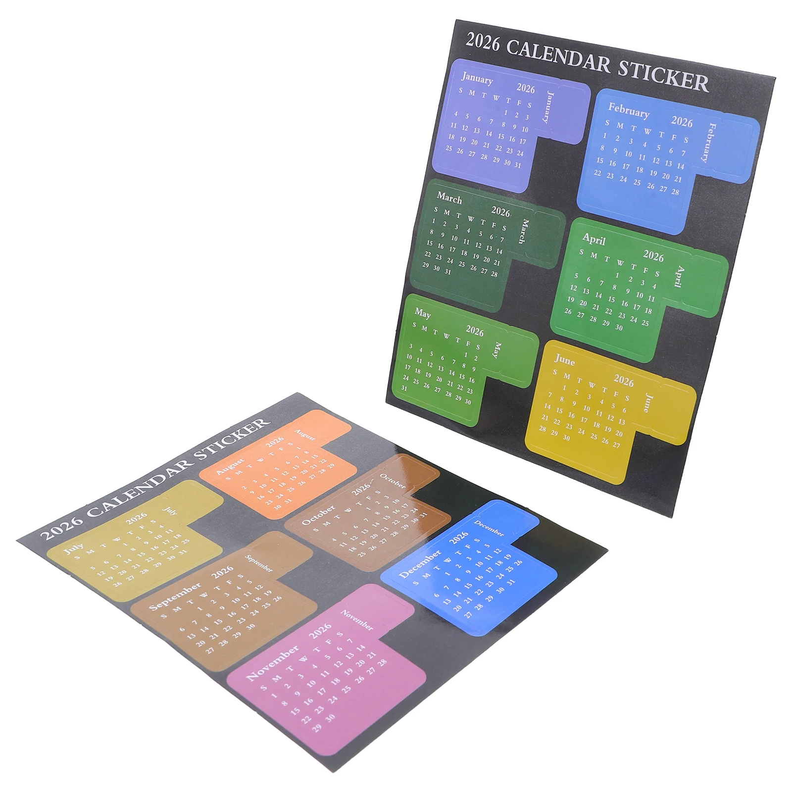 1 Set 2026 Colorful Monthly Index Adhesive Stickers Sticky Page Markers Notebooks Journals Office Calendar Divider Student Self