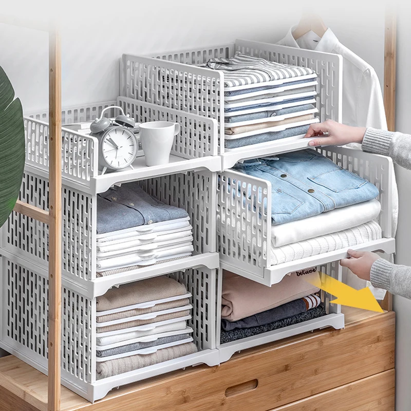 Stackable Wardrobe Drawer Units Organizer Clothes Closet Storage Boxes Shelves Plastic Divider Board Cube Containers