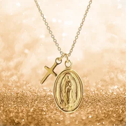 Fashion Madonna Cross Necklace as a holiday religious jewelry gift for mothers wives and friends vintage pendants