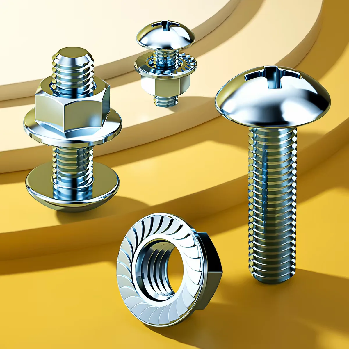 M2.5-M8 SUS304 A2-70 Cross Recessed Mushroom Truss Head TM Screws Flange Nuts Complete Fastener Kit Anti-Slip Assembly Hardware
