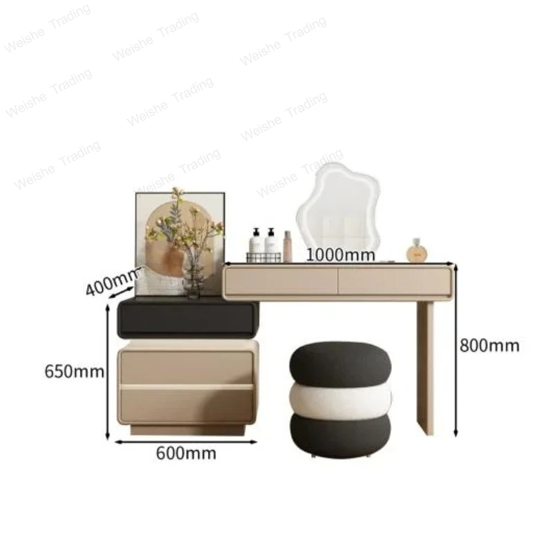 Factory Wholesale Price Make up Dressing Table Designs with Led Mirror High Grade Mirrored Dresser Vanity Set Furniture