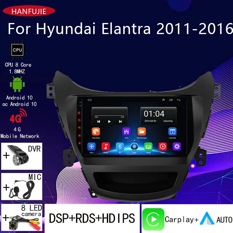 

2din 4+64G Android Auto Car Radio Multimedia PlayerCarplay GPS Navigation NO DVD for Hyundai Elantra Avante I35 2014 2011 -2016