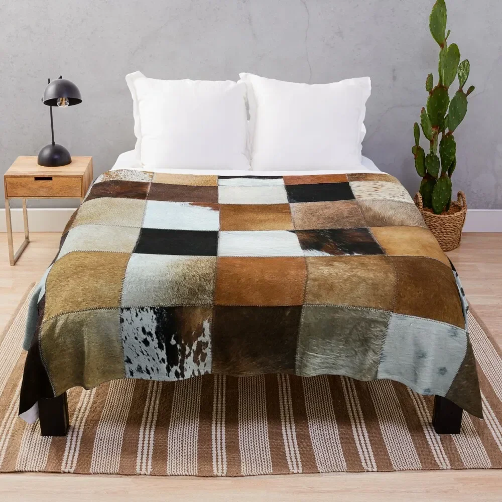 

Cowhide patches Throw Blanket Summer Beddings Beautifuls Blankets