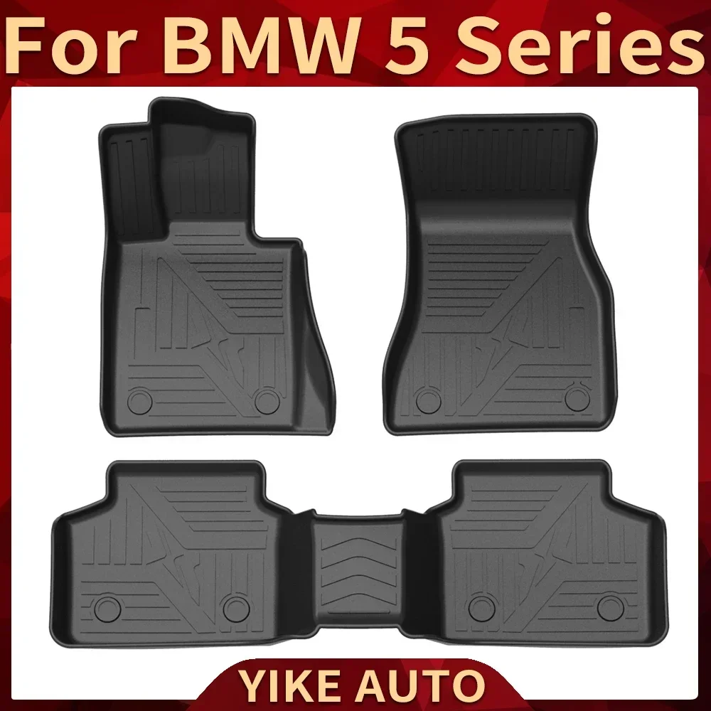 For BMW 5 Series F10 G30 G38 2010-2023 530e Car All-Weather TPE Non-slip Foot Mats Odorless Pad Waterproof Tray Mat Accessories